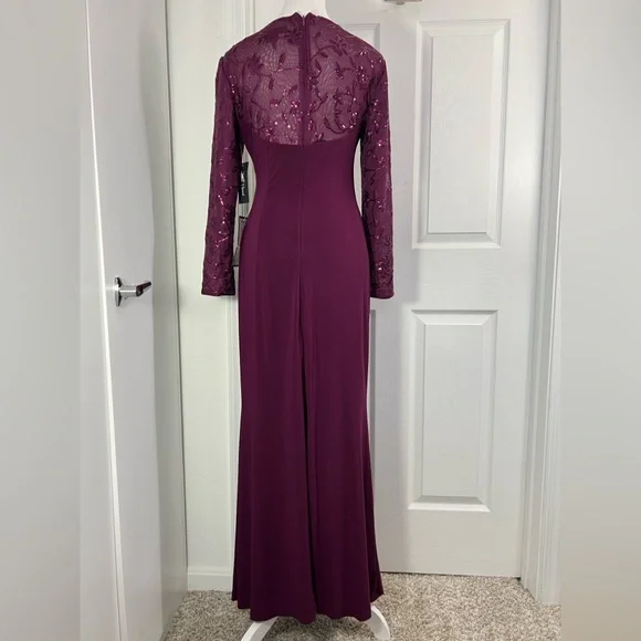 Jessica Howard Burgundy Long Sleeve Dress - Picture 2 of 11